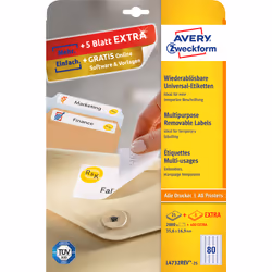 Avery L4732REV-25, Bianco, A4, Carta, Laser/Inkjet, Rimovibile, FSC Mix Credit
