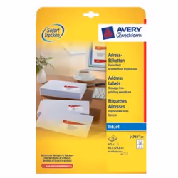 Avery J4792-25, Bianco, Carta, Ad inchiostro, 63.5 x 29.6 mm, 675 pz