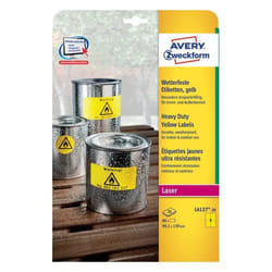Avery L6127-20 etichetta autoadesiva Rettangolo con angoli arrotondati Permanente Giallo 80 pz