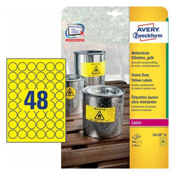 Avery L6128-20 etichetta autoadesiva Cerchio Permanente Giallo 20 pz
