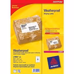 Avery Weatherproof Shipping Labels, Bianco, A4, 8 fogli, 99,1 mm, 67,7 mm, 200 pz