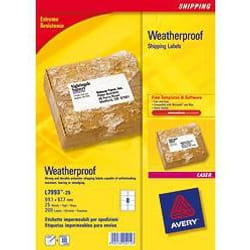 Avery Weatherproof Shipping Labels etichetta autoadesiva Bianco 200 pz