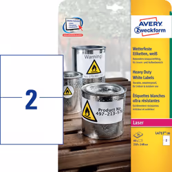 Avery L4717-20 etichetta autoadesiva Rettangolo con angoli arrotondati Permanente Bianco 40 pz