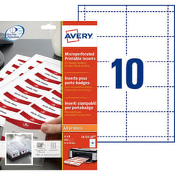 Avery L4727-20 accessorio protabadge Inserto per badge Bianco 200 pz