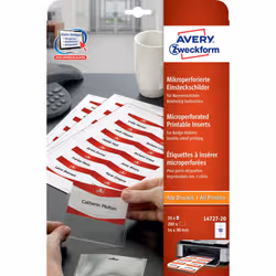 Avery L4727-20 accessorio protabadge Inserto per badge Bianco 200 pz - Vista aggiuntiva 2