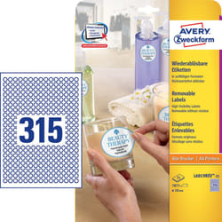 Avery L6019REV-25 etichetta autoadesiva Cerchio Rimovibile Bianco 7875 pz