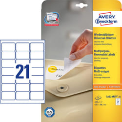 Avery L6023REV-25 etichetta per stampante Bianco Etichetta per stampante autoadesiva