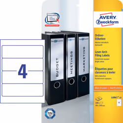 Avery L6061-25, Bianco, Etichetta per stampante autoadesiva, A4, Carta, Laser/Inkjet, Permanente