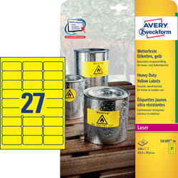 Avery Etichette gialle in poliestere - stampanti Laser, Laser a colori - dim 63,5 x 29,6 - 20ff