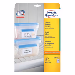 Avery L7971-25, Bianco, Rettangolo con angoli arrotondati, 38.1 x 21.2 mm, A4, Carta, -50 - 70 °C