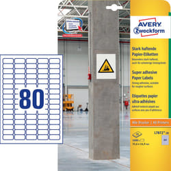 Avery L7872-20 etichetta autoadesiva Rettangolo Permanente Bianco 1600 pz