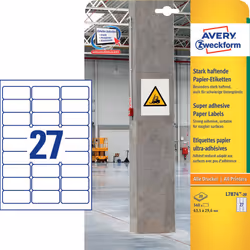 Avery L7874-20 etichetta autoadesiva Rettangolo con angoli arrotondati Permanente Bianco 540 pz