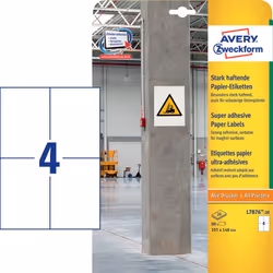 Avery L7876-20 etichetta autoadesiva Rettangolo con angoli arrotondati Permanente Bianco 80 pz