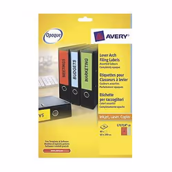 Avery Lever Arch Filing Laser Labels, Multicolore, Rettangolo, Permanente, Carta, Laser/Inkjet, 20 fogli
