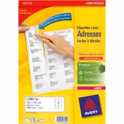 Avery L7163-40, Bianco, Carta, Laser, 99.1 x 38.1mm, 40 fogli, 560 pz