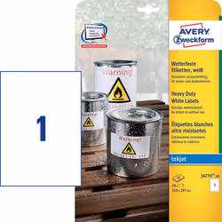 Avery J4775-10 etichetta autoadesiva Rettangolo Permanente Bianco 10 pz