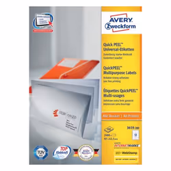 Avery 3659-200 etichetta autoadesiva Rettangolo con angoli arrotondati Permanente Bianco 2400 pz - Vista aggiuntiva 3