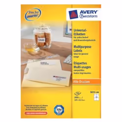 Avery 3653-200, Bianco, Carta, 200 fogli, 104 mm, 42,3 mm, Scatola