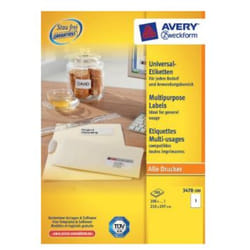 Avery 3478-200 etichetta autoadesiva Bianco 200 pz