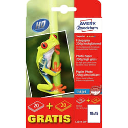 Avery C2549-20P carta fotografica Bianco Molto lucida