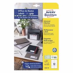 Avery 3424-10, Bianco, Rettangolo, Permanente, 105 x 48 mm, A4, Carta