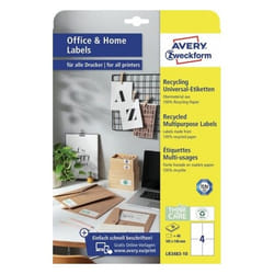 Avery LR3483-10 etichetta autoadesiva Rettangolo Permanente Bianco 40 pz