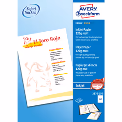 Avery 2576-150, Stampa inkjet, A4 (210x297 mm), Opaco, 150 fogli, 120 g/m², Bianco