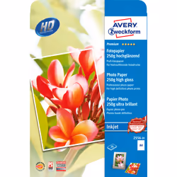 Avery Premium Inkjet Fotopapier, Stampa inkjet, A4 (210x297 mm), Molto lucida, 20 fogli, 250 g/m², Bianco