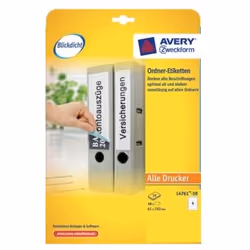 Avery L4761-10, Bianco, Carta, 192 x 61, 40 pz, 10 fogli, 210 x 297 mm