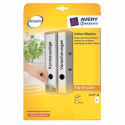 Avery L4759-10, Bianco, Carta, 61 x 297 mm, 30 pz, 10 fogli, 210 x 297 mm