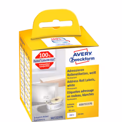 Avery AS0722370, Bianco, Rettangolo, Permanente, 28 x 89 mm, Rolle, Carta