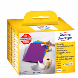 Avery AS0722540, Bianco, Rettangolo, Rimovibile, 32 x 57 mm, Rolle, Carta