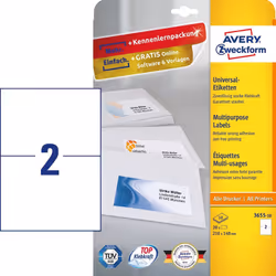 Avery 3655-10 etichetta autoadesiva Rettangolo Permanente Bianco 20 pz