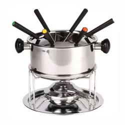 Set fonduta Cortina Beka 20482000 composto da un caquelon cilindrico in acciaio inox con coperchio dentellato antispruzzo per ...