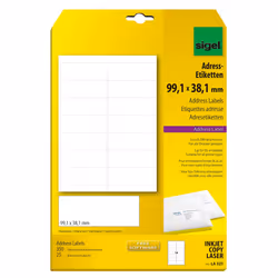 Sigel LA321, Etichetta non adesiva, Bianco, Universale, Rettangolo con angoli arrotondati, A4, 99.1 x 38.1 mm
