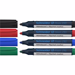 Schneider Schreibgeräte Maxx 290 evidenziatore 4 pz Tipo di punta Nero, Blu, Verde, Rosso