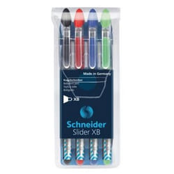 Schneider Schreibgeräte Slider Basic Nero, Blu, Verde, Rosso Penna a sfera Extra grassetto 4 pz