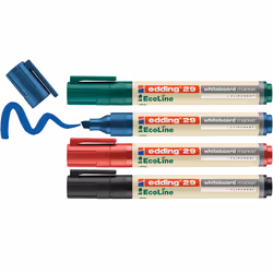 Edding 29 EcoLine, 4 pz, Nero, Blu, Verde, Rosso, Punta smussata, Plastica riciclata, Rotondo, Multi