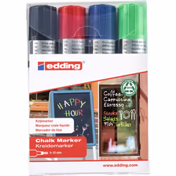 Edding 4090 Basic Set evidenziatore in gesso Scalpello Nero, Blu, Rosso 4 pz