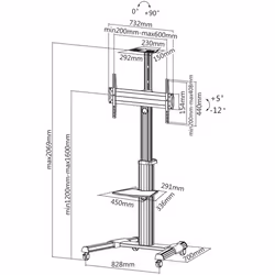 Reflecta 23210 Supporti a parete per TV 70" Pavimento Alluminio, Nero - Vista aggiuntiva 6