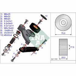 Kit di riparazione, braccio di tensione cinghia a V INA 533 0118 10