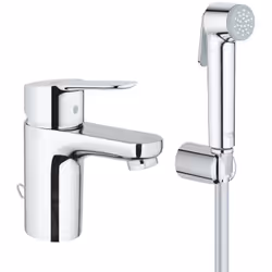 Caratteristiche del miscelatore per lavabo BauEdge misura S + doccia bidet : Installazione monoblocco Leva in metallo Cartucc ...