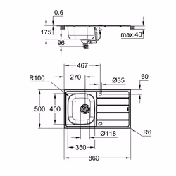 GROHE K200 Lavello montato su piano Rettangolare Acciaio inox - Vista aggiuntiva 4