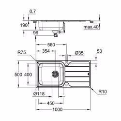 GROHE К500 Lavello montato su piano Rettangolare Acciaio inox - Vista aggiuntiva 5