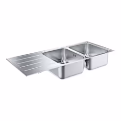 GROHE K500 80-S, Lavello montato su piano, Rettangolare, Acciaio inox, Acciaio inox, 2 ciotole, Rettangolare