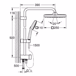 GROHE Vitalio Comfort 250 sistema di doccia Cromo - Vista aggiuntiva 5