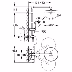 GROHE Vitalio Start System 250 sistema di doccia Nero - Vista aggiuntiva 5