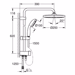 GROHE Vitalio Start System 250 sistema di doccia Nero - Vista aggiuntiva 5