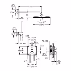 GROHE Precision Thermostatique sistema di doccia Cromo - Vista aggiuntiva 4