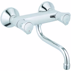 Grohe Costa Miscelatore per lavabo a parete, DN15 maniglie in metallo isolato termicamente avvitabile Parte superiore a lunga ...